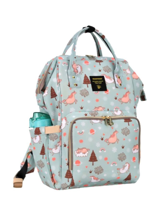 Diaper Backpack Unicorn Printed Waterproof - Green Dream Sky