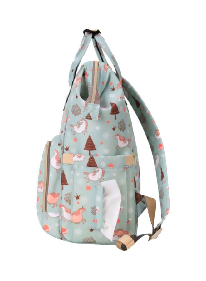 Diaper Backpack Unicorn Printed Waterproof - Green Dream Sky