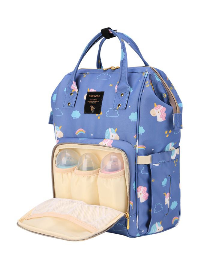 Unicorn Printed Diaper Bag With USB And Hooks, Blue/Pink/Yellow - SN_DP_USBUBHK