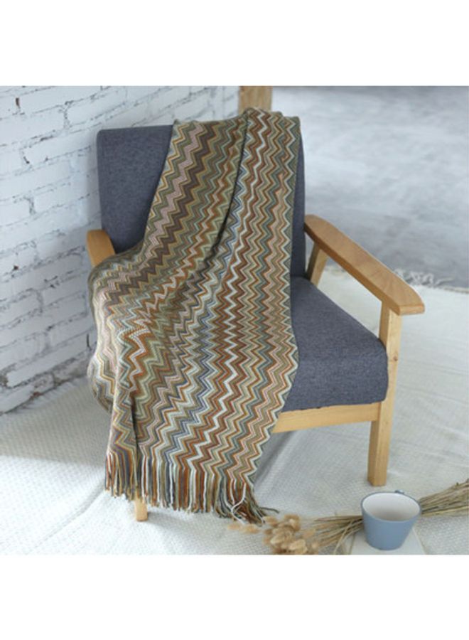 Imitation Cashmere Blanket Combination Brown/White/Blue 130x150cm