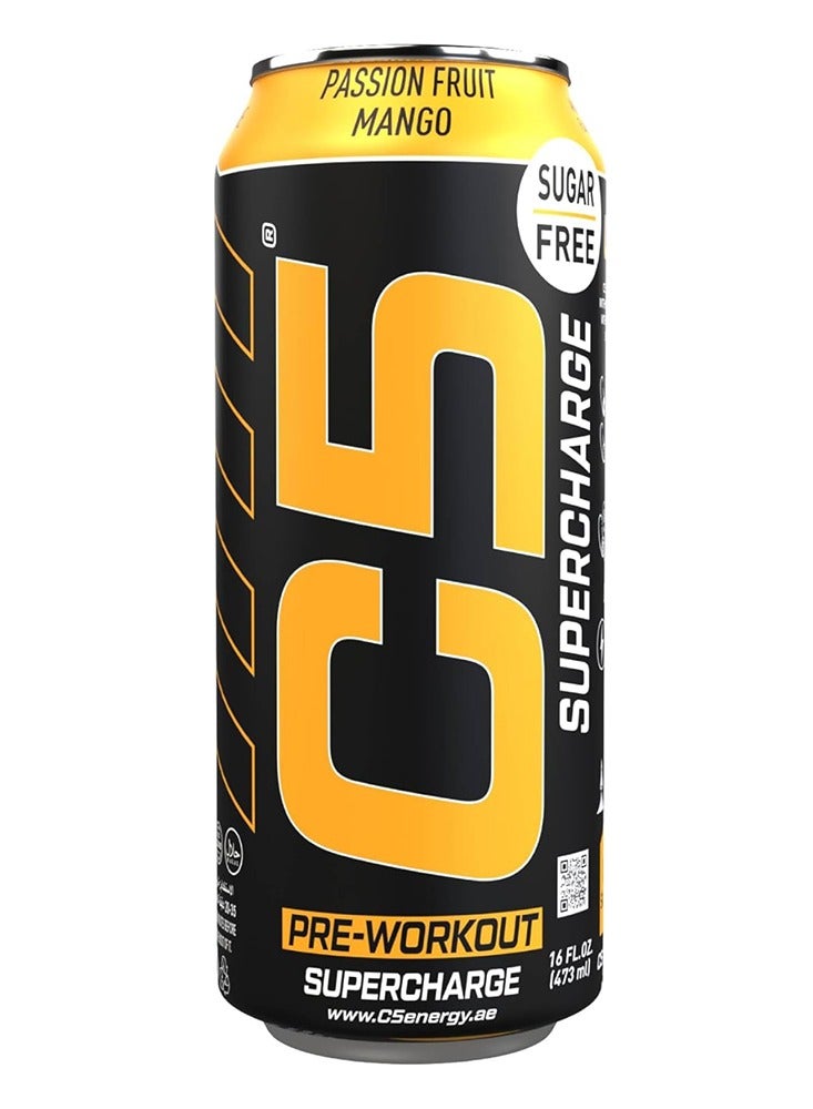 C5 SUPERCHARGE Sugar Free Passion Fruit Mango 473ml  Pack of 12