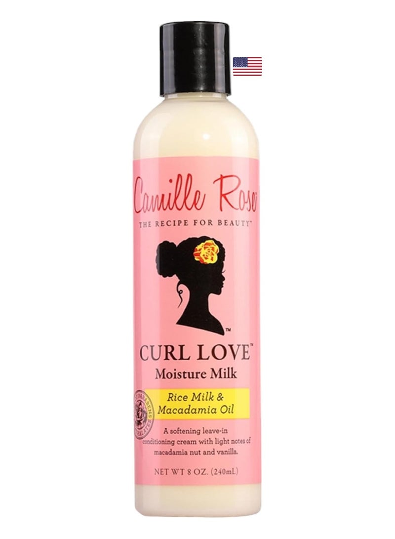 Camille Rose Curl Love Moisture Milk, Vanilla, 8 Fl Oz 240ml, Made in USA.