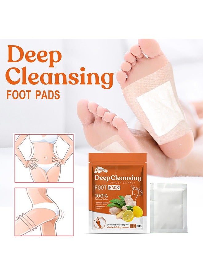 Deep Cleansing Foot Pads - Ginger Extract And Vitamin C Foot Patch Bamboo Vinegar Soothing Meridians and Activating Meridians Relieve Physical and Mental Stress Sleep Sole Stick Foot Care 10pcs