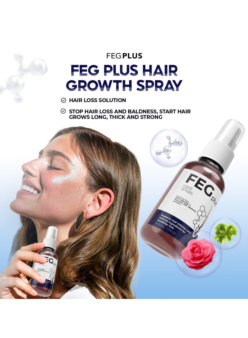 FEGPLUS Hair Growth Serum with Hair Roller, Rosemary Extract Water, Rosemary Oil for Hair & Beard Regrowth Booster, Thicker, Longer and Stronger Hair Spray-50ml