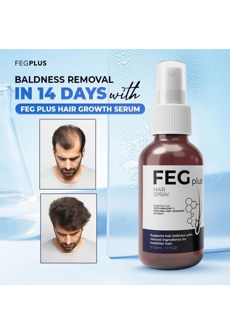 FEGPLUS Hair Growth Serum with Hair Roller, Rosemary Extract Water, Rosemary Oil for Hair & Beard Regrowth Booster, Thicker, Longer and Stronger Hair Spray-50ml