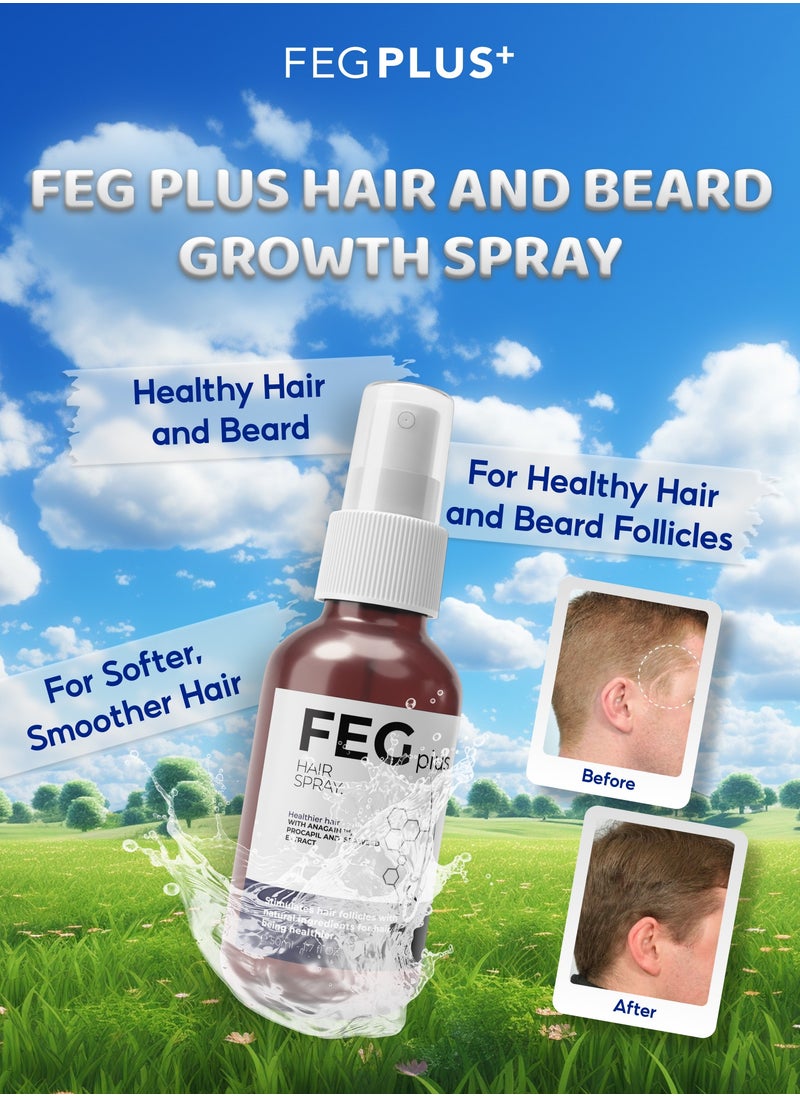 FEGPLUS Hair Growth Serum with Hair Roller, Rosemary Extract Water, Rosemary Oil for Hair & Beard Regrowth Booster, Thicker, Longer and Stronger Hair Spray-50ml