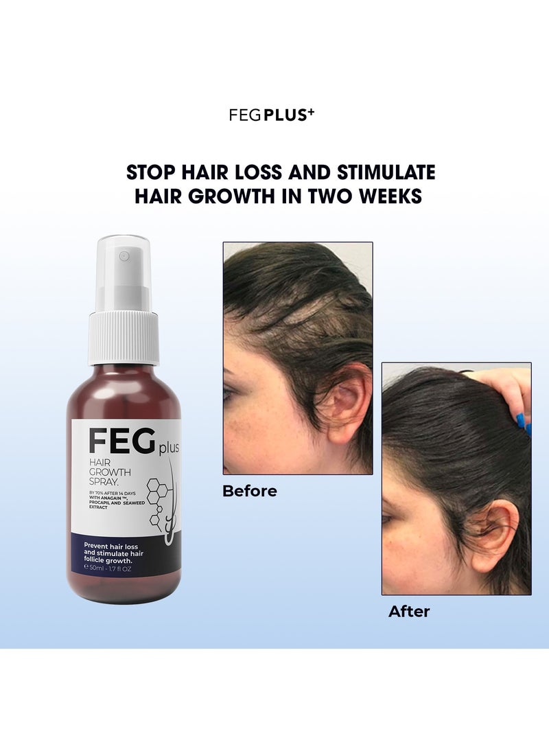 FEGPLUS Hair Growth Serum with Hair Roller, Rosemary Extract Water, Rosemary Oil for Hair & Beard Regrowth Booster, Thicker, Longer and Stronger Hair Spray-50ml