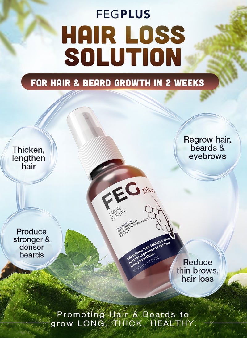 FEGPLUS Hair Growth Serum with Hair Roller, Rosemary Extract Water, Rosemary Oil for Hair & Beard Regrowth Booster, Thicker, Longer and Stronger Hair Spray-50ml