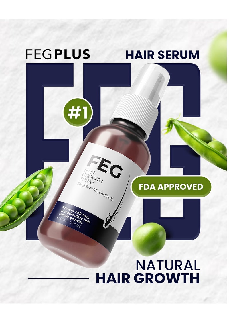 FEGPLUS Hair Growth Serum with Hair Roller, Rosemary Extract Water, Rosemary Oil for Hair & Beard Regrowth Booster, Thicker, Longer and Stronger Hair Spray-50ml