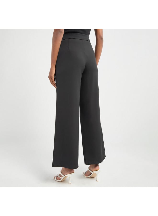 Solid Wide Leg Pants with Pockets