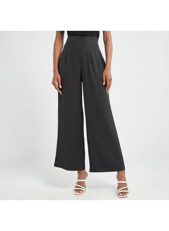 Solid Wide Leg Pants with Pockets