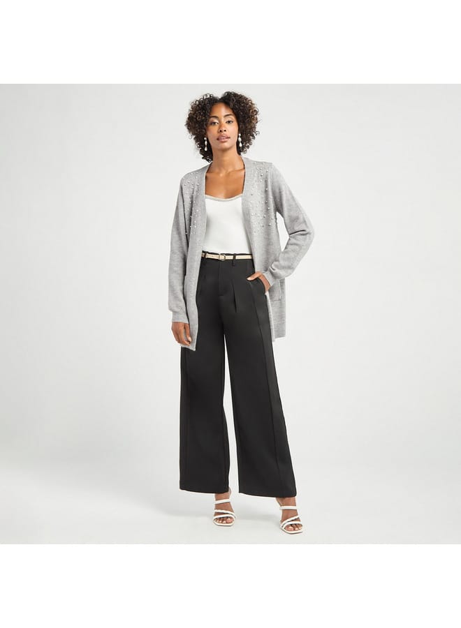 Solid Wide Leg Pants with Pockets