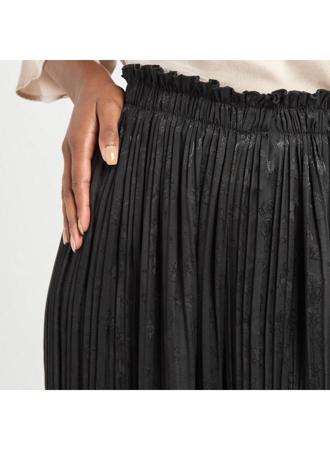 Textured Wide Leg Pants with Elasticated Waistband