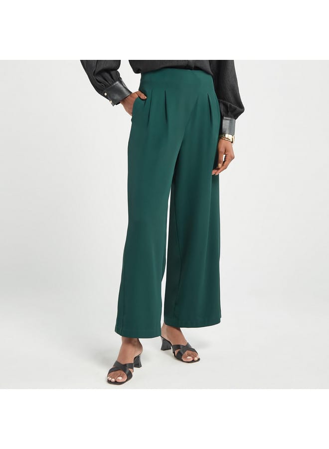 Solid Wide Leg Pants with Pockets