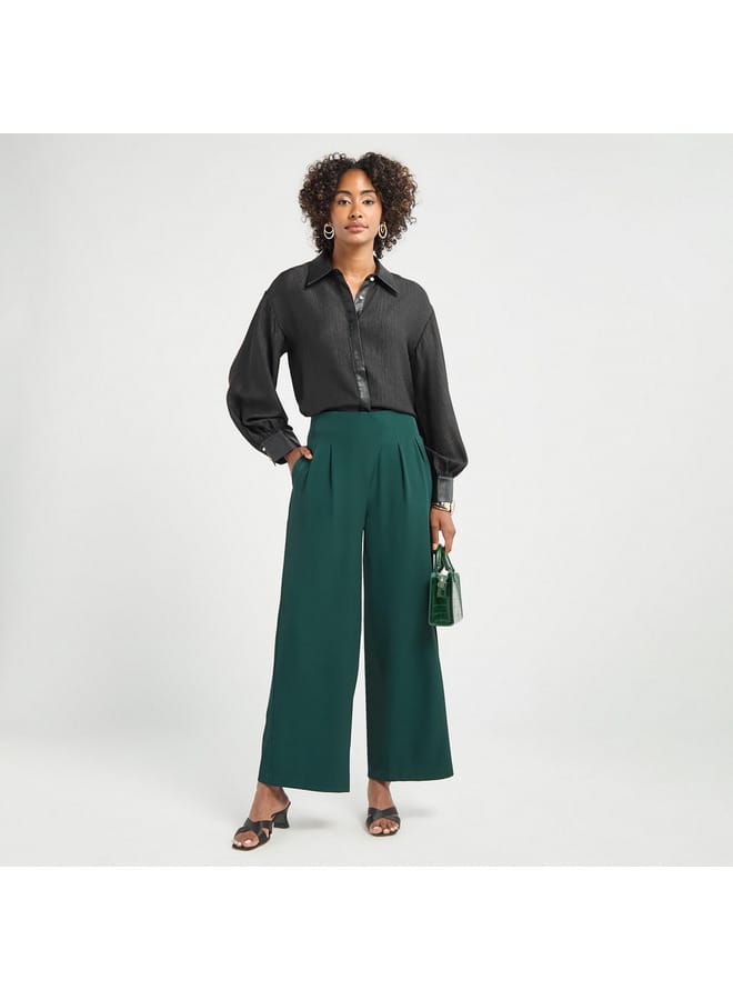 Solid Wide Leg Pants with Pockets