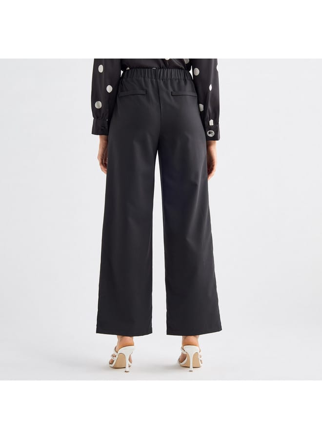 Solid Wide Leg Pants with Pockets