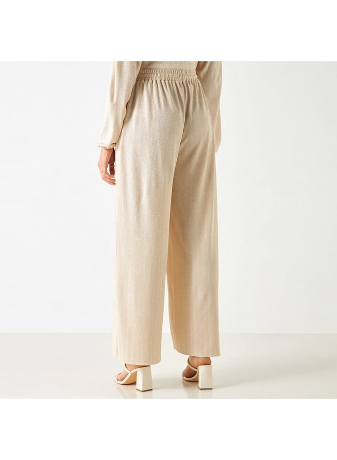 Iconic Textured Pants with Flexi Waist and Pockets