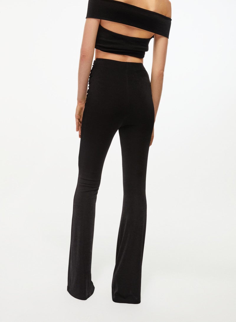 Drape Detailed Bell-bottom Trousers