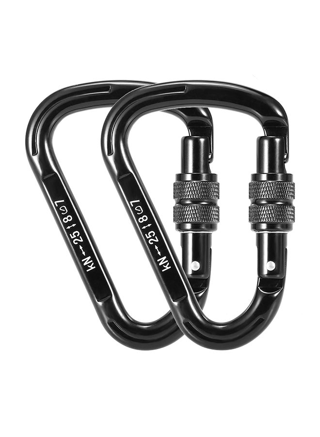 2-Piece D-Shape Screw Locking Gate Carabiner 12 x 4 x 9cm