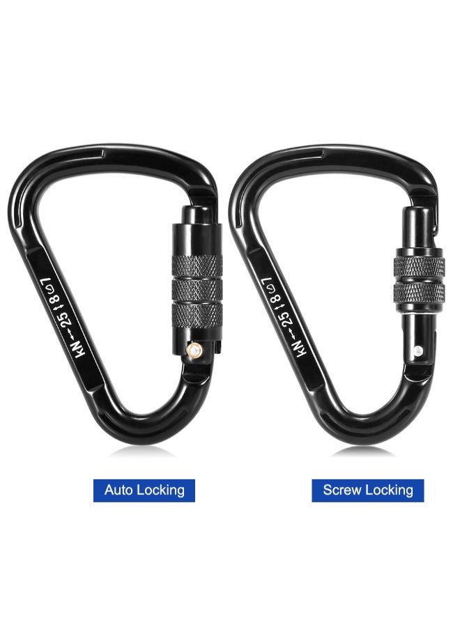 2-Piece D-Shape Screw Locking Gate Carabiner 12 x 4 x 9cm