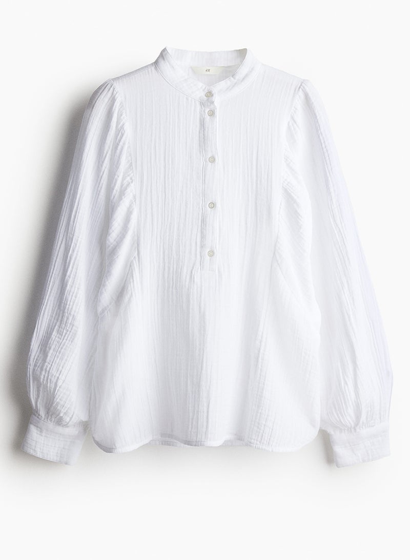 Batwing-Sleeved Muslin Blouse