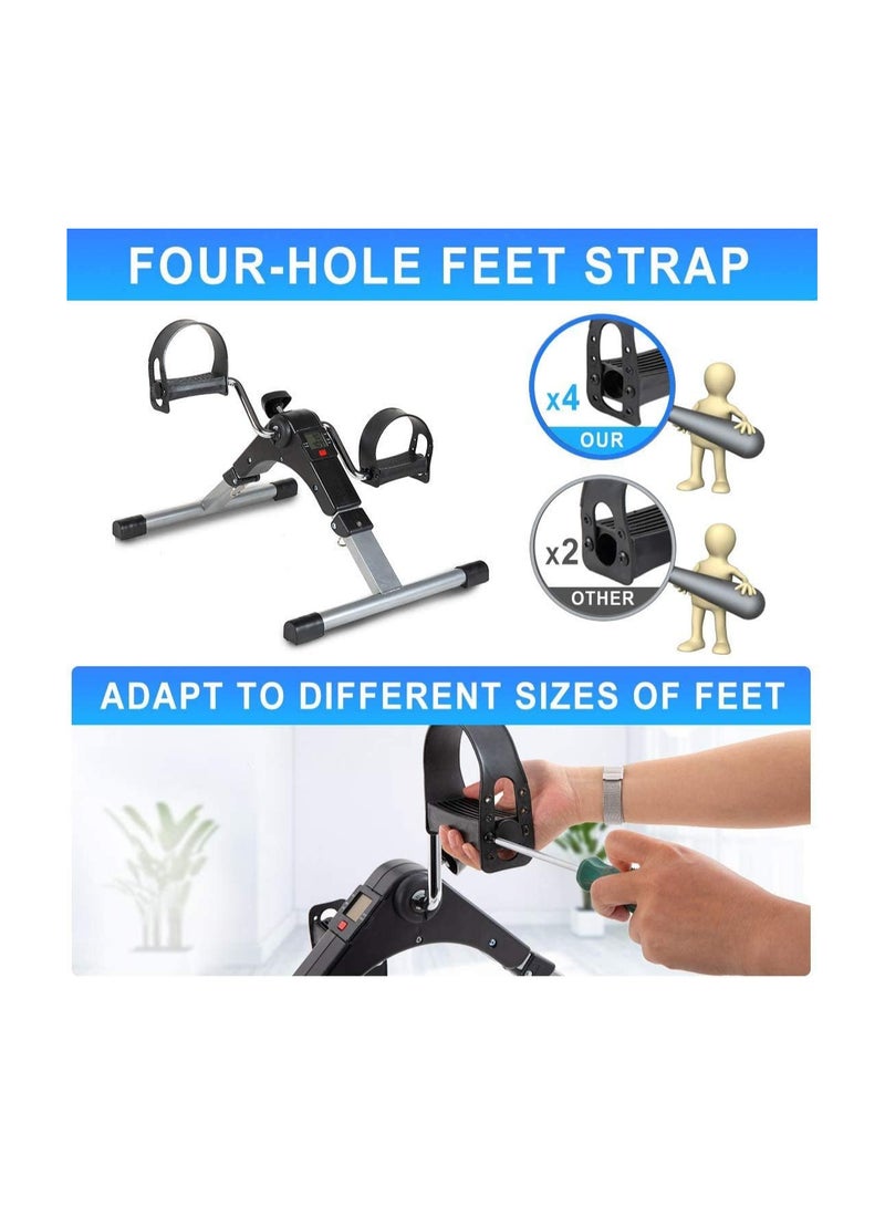 Folding Fitness Pedal Stepper Exercise Machine LCD Display Indoor Cycling Bike With Adjustable Resistance For Home Office Gym,Desk Exercise Equipment Arm Leg Foot Peddler Exercise