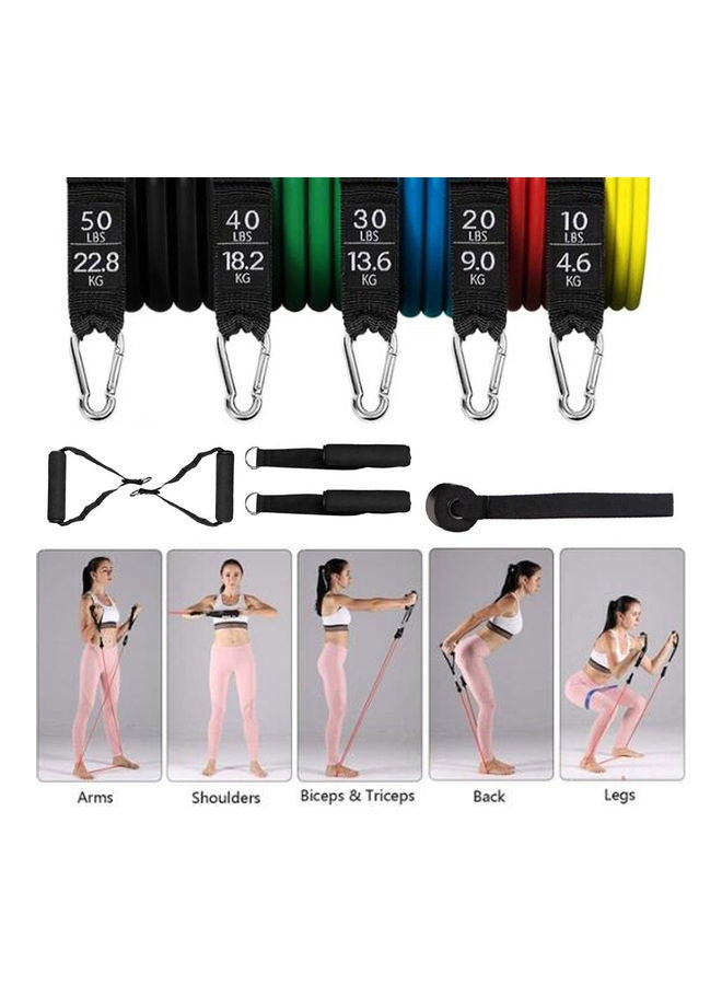 11 Pcs Fitness Puller Set Resistance Belt Kit Multifunctional Exercise Elastics Tubes For Training Gym Bodybuilding Sport Workout 29.5 x 6 x 22cm