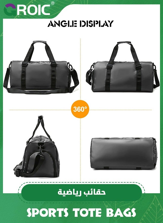 Sports Gym Bag for Women and Men,Small Sports Duffle Bag with Shoulder Strap and Handbag,Sports Shoulder Bag with Separated Shoe Compartment ,Outdoor Large-capacity Travel Bag(Black)