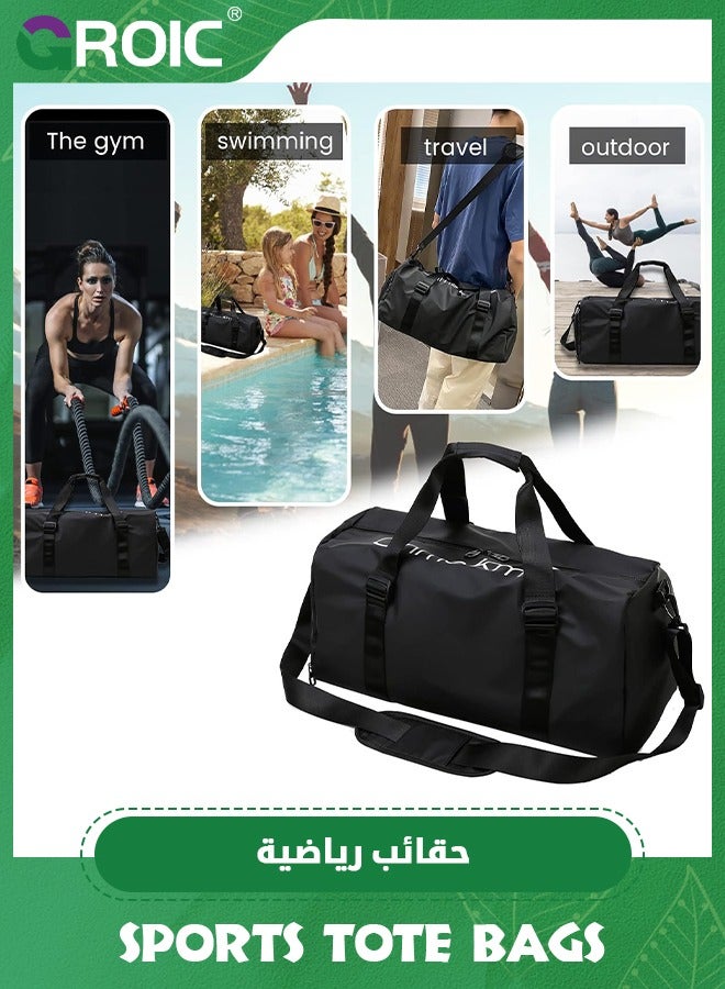 Sports Gym Bag for Women and Men,Small Sports Duffle Bag with Shoulder Strap and Handbag,Sports Shoulder Bag with Separated Shoe Compartment ,Outdoor Large-capacity Travel Bag(Black)