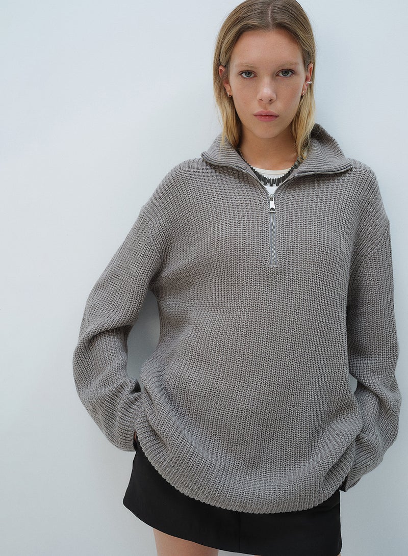 Chunky-Knit Zip-Top Jumper