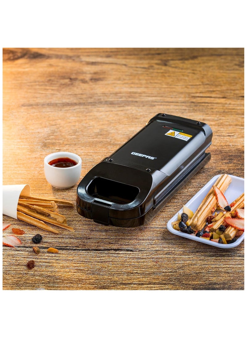 Churro Maker with Non-Stick Plates, Power & Ready Indicator, 750W, Makes 4 Healthy Oil-Free Churros at a Time