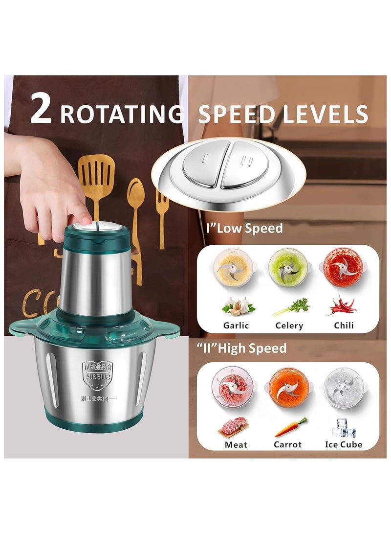 3L Stainless Steel Electric Meat Grinder & Food Chopper with 4 Sharp Blades for Baby Food, Meat, Nuts, Onion, and Vegetables