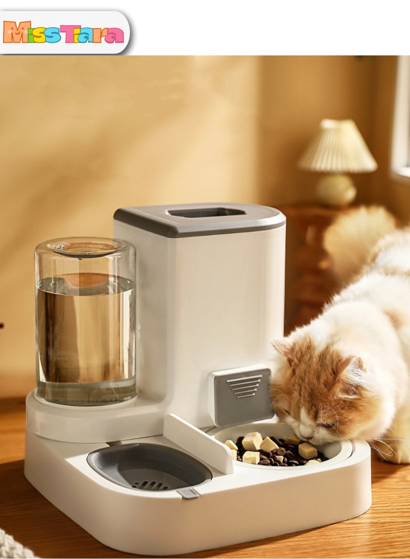 2-in-1 pet automatic feeder with larger capacity, automatic water refill, feeding and drinking in one, dry and wet partitions, suitable for cats and dogs, automatic feeding and watering machine