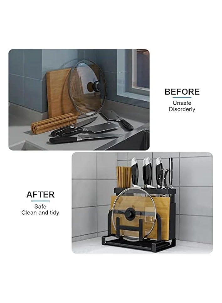 Knife Holder, Solerconm Cutting Board Storage Rack Kitchen Utensil Holder Organizer Kitchen Countertop Storage