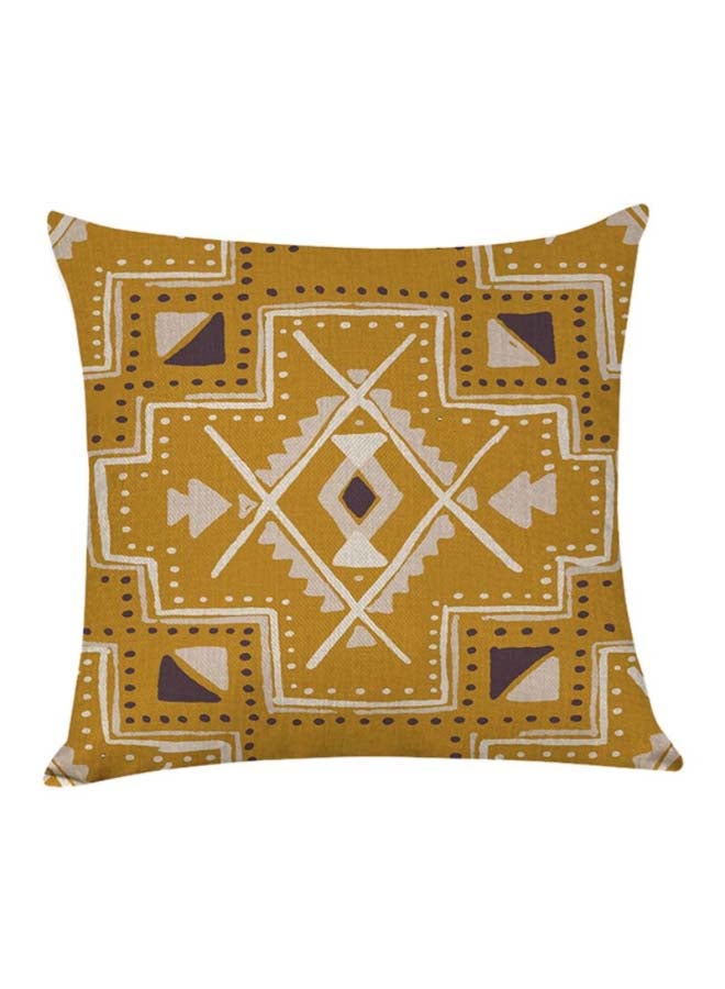 Decorative Printed Soft Pillow Black/White/Mustard 45 x 45cm