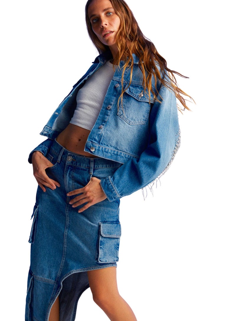 Stone Detailed Jean Jacket