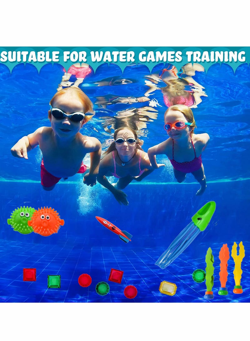 Diving Pool Toys, Rings, Torpedoes, Gems Training Sink Toys Suitable for Teen Adults, Water Game Props Swimming, Seaside, Diving, Outdoor Activities (34 Pcs)