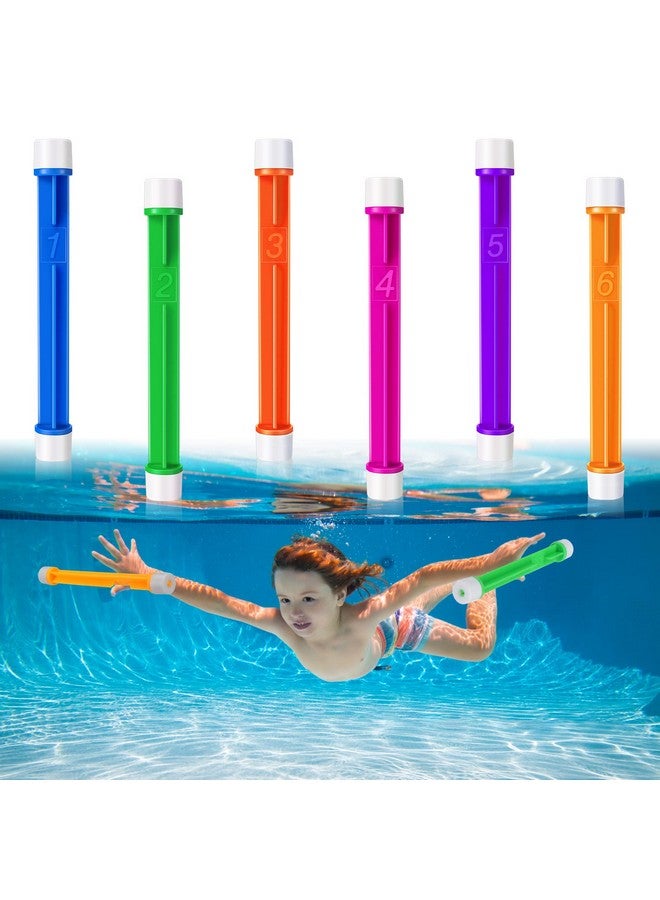 6 Pcs Underwater Pool Diving Toys Dive Sticks Plastic Swimming Toys For Summer Teens Adults Learning To Swim Game 6 Colors