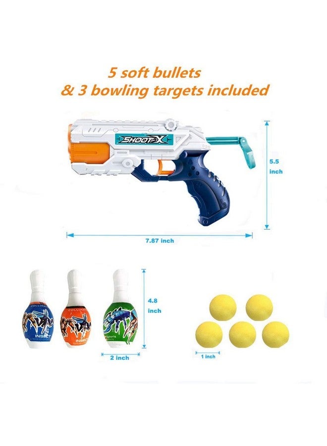 2 In 1 Water Shoot Gun With 3 Bowling Pins & 5 Soft Ball Bullet Toy Gun ; Dual Function 5 Ball & Water Shoot Gun Toy Shooting Gun Toys For Boys Kids Children