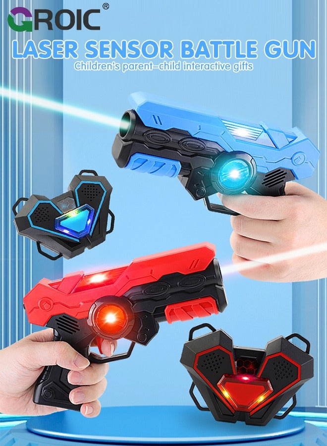 Infrared Laser Tag Guns Set of 4, Laser Tag Guns Set with Vibration Induction Vest Multi-Functional Fun Toys, Laser Tag Set Gift Ideas for Kids Teens and Adults Family Fun Shooting Game