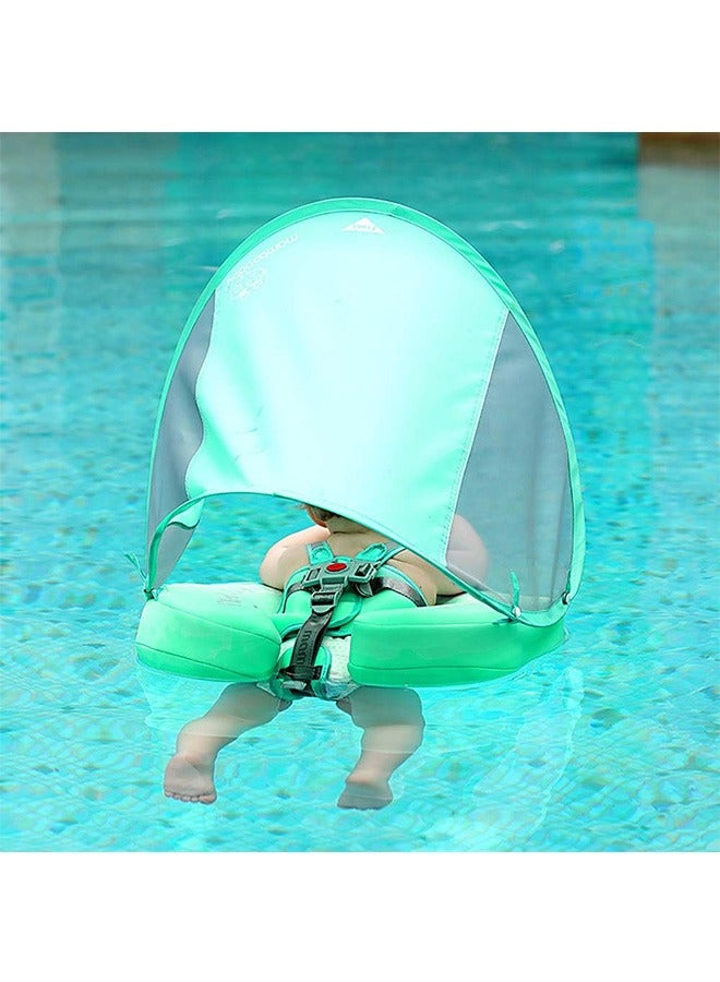 Newest Non-inflatable Baby Pool Float with Canopy and Solid Swimming Waist Ring