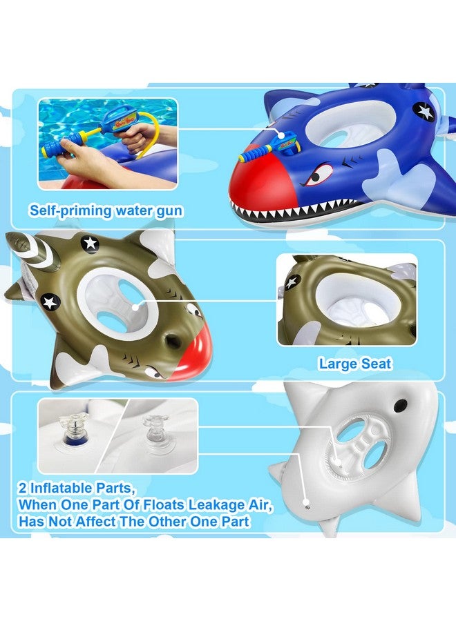 【 2 Water Squirt Guns 】 2 Pack Shark Pool Float For Kids Inflatable Swim Rings Boat Beach Pool Floaties For 3 8 Years Old Boys Girls Toddlers Summer Outdoor Beach Water Pool Toys Games Party