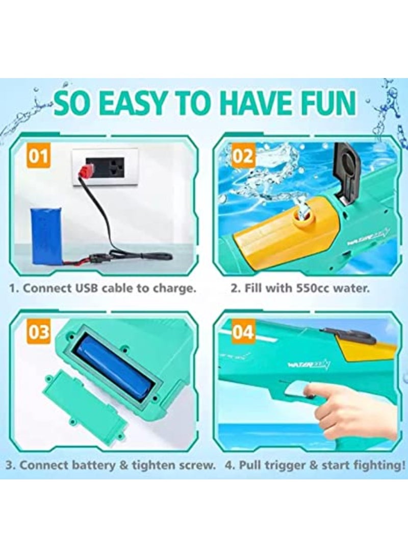 Automatic Electric Water Gun Outdoor Beach Toys Gun Summer Pool Toys High Pressure Electric Power Water Guns For Kids and Adult with rechargeable battery