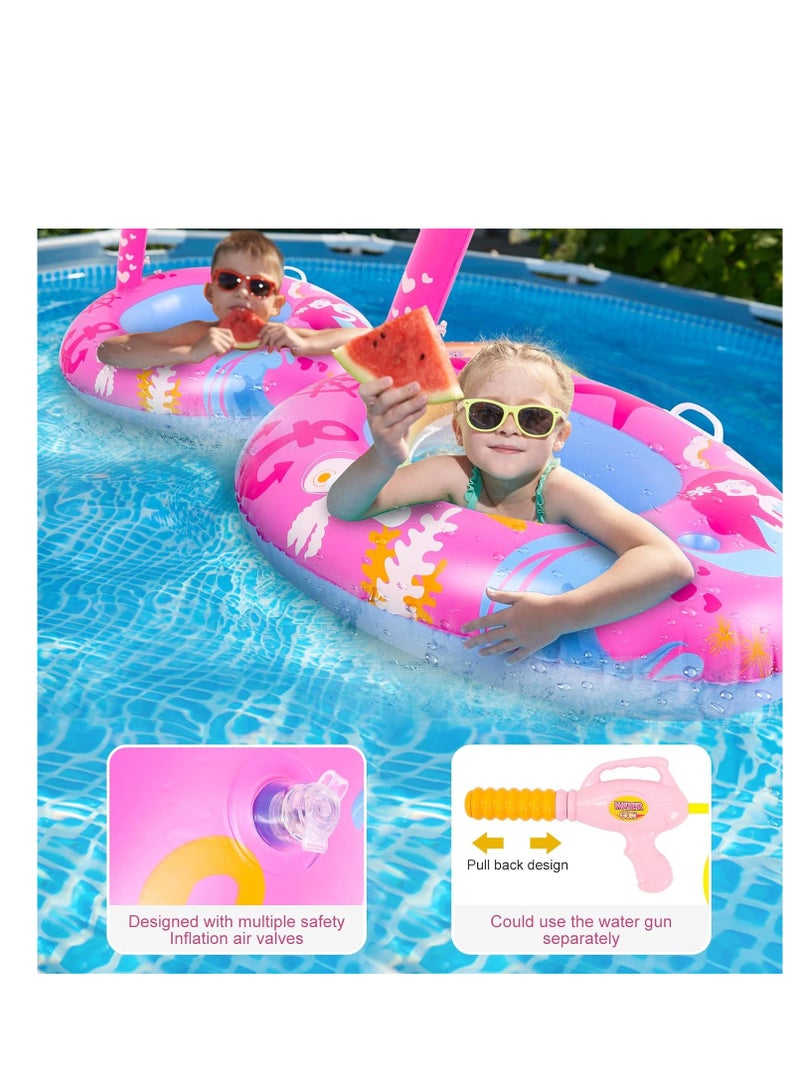 Pool Floats Kids with Water Gun, Mermaid Pool Floats Kids, Pool Toys for Kid s Aged 3-8 Years, Toddlers Pool Floats for Girls, Inflatable Pool Floats Kids for Swimming Pool Party Lake Beach