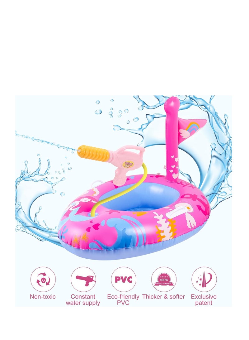 Pool Floats Kids with Water Gun, Mermaid Pool Floats Kids, Pool Toys for Kid s Aged 3-8 Years, Toddlers Pool Floats for Girls, Inflatable Pool Floats Kids for Swimming Pool Party Lake Beach