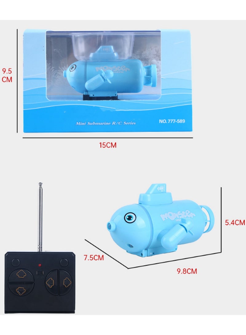 Blue Mini Submarine, Simulation Remote Control Water Toy Model Toy Suitable For Swimming Children'S Swimming Pool Bathtub Electric Toy