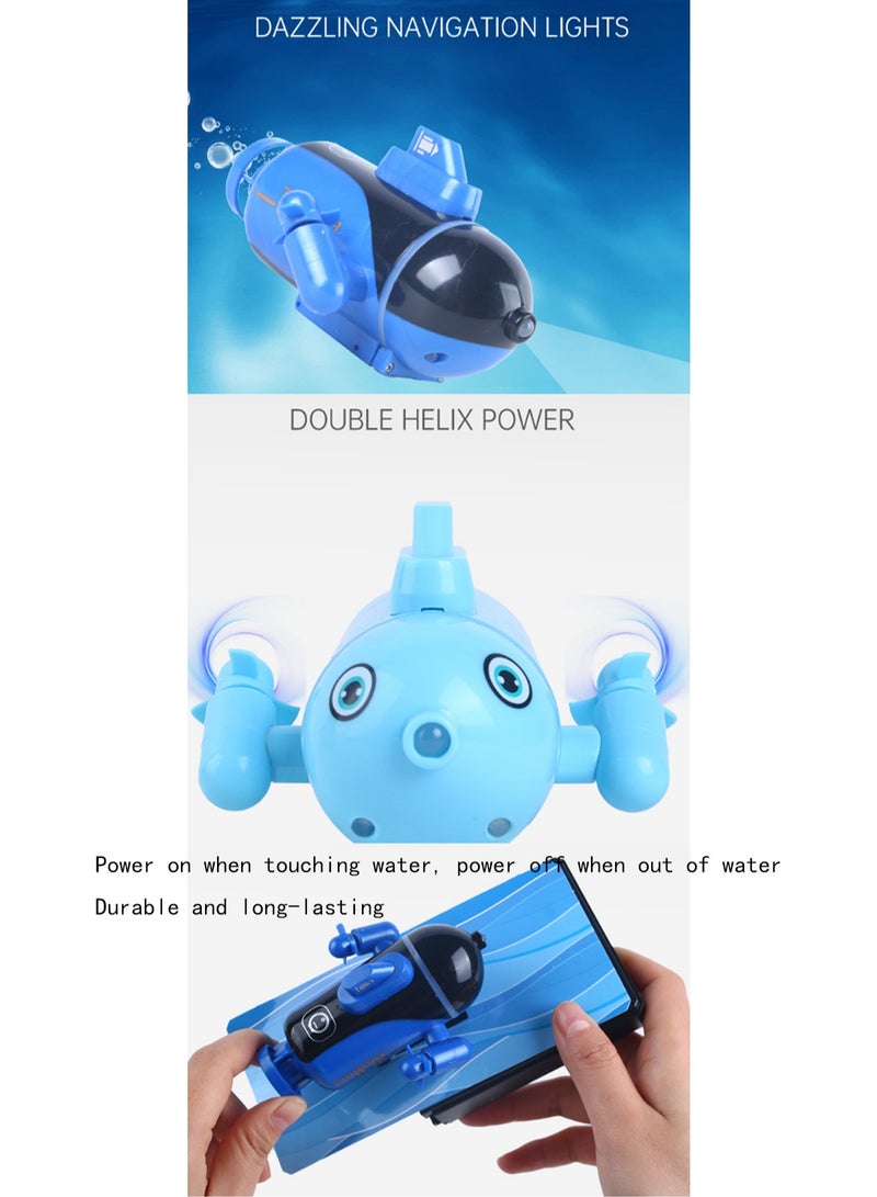 Blue Mini Submarine, Simulation Remote Control Water Toy Model Toy Suitable For Swimming Children'S Swimming Pool Bathtub Electric Toy