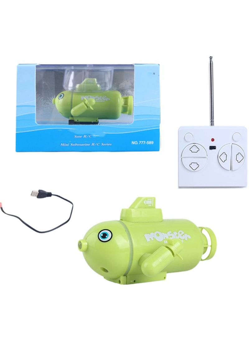 Green mini submarine simulation remote control water toy model toy suitable for swimming children's swimming pool bathtub electric toy