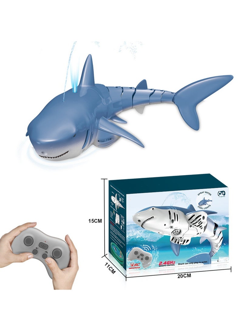 Water Spraying Mini Remote Control Blue Shark, Simulation Electric Underwater Animal Toy Model Suitable For Swimming Children'S Swimming Pool Bathtub