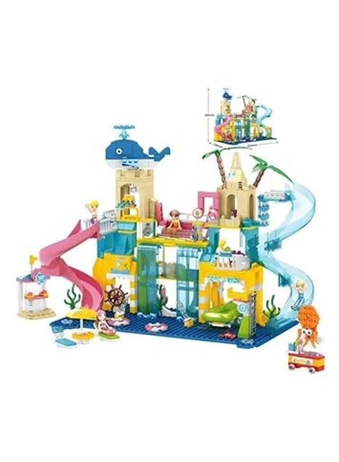 Splash Zone Adventure 715-Piece Water Park Building Blocks Multicolor Educational Track Toy for Creative Kids Age 3+ Perfect Gift for Boys & Girls